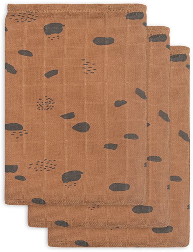 Baby Hydrofiel Washandje Spot - Caramel - 3 Stuks van Jollein in Bruin – productfoto