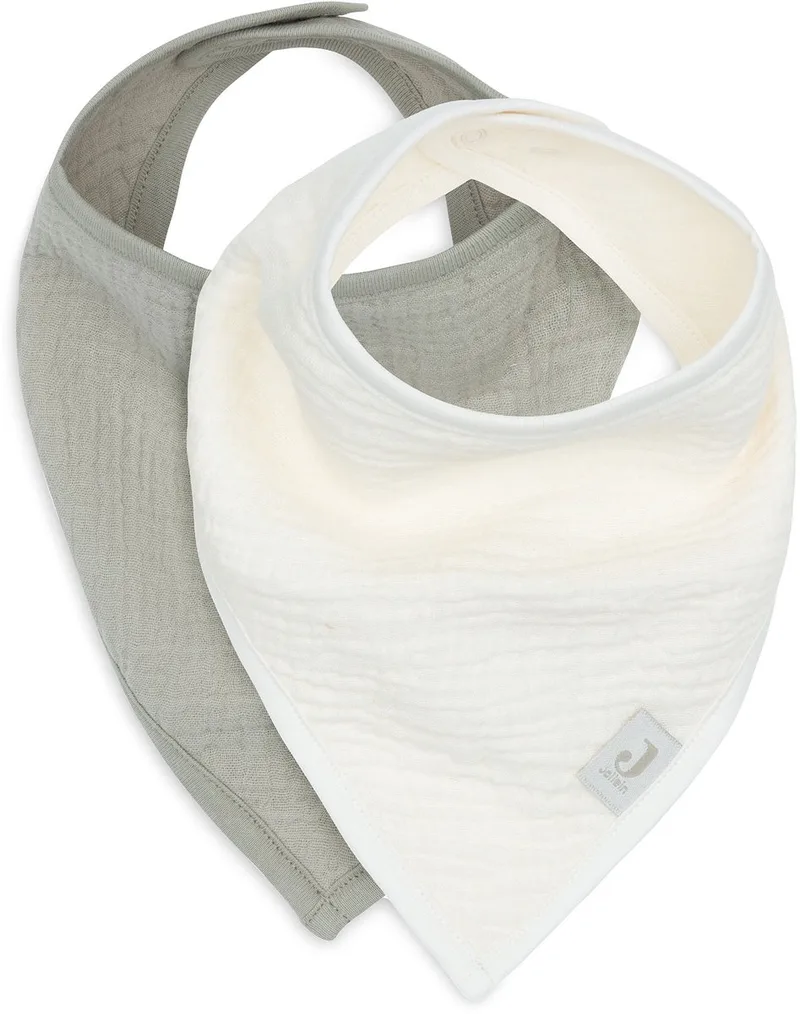 Baby Slab Bandana - Hydrofiel - Slabbetjes Baby - 2 Stuks - Olive Green/Oatmeal by Jollein in Green – product photo
