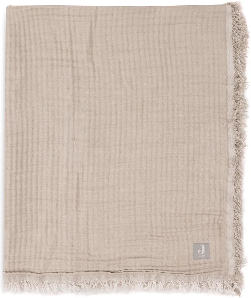 Baby Wiegdeken - 75x100cm - Fringe - Olive Green/Ivory - GOTS by Jollein in Olive Green – product photo