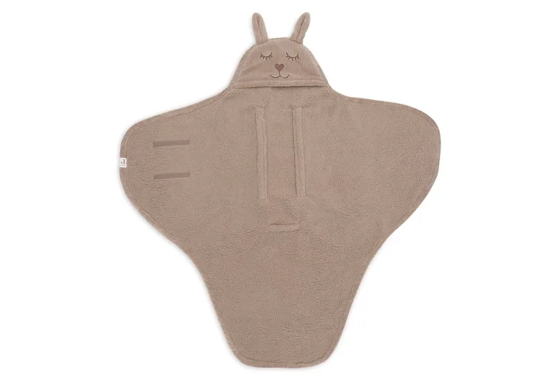 Baby Wikkeldeken - 100x105cm - Bunny Cloudy Rib de Jollein en Milky Coffee – photo produit 2 sur 4