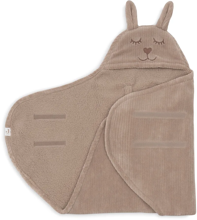Baby Wikkeldeken - 100x105cm - Bunny Cloudy Rib från Jollein i Milky Coffee – produktbild