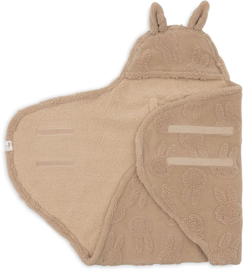 Baby Wikkeldeken - 100x105cm - Miffy Jacquard Teddy - Biscuit fra Jollein i Miffy Jacquard Biscuit – produktbillede