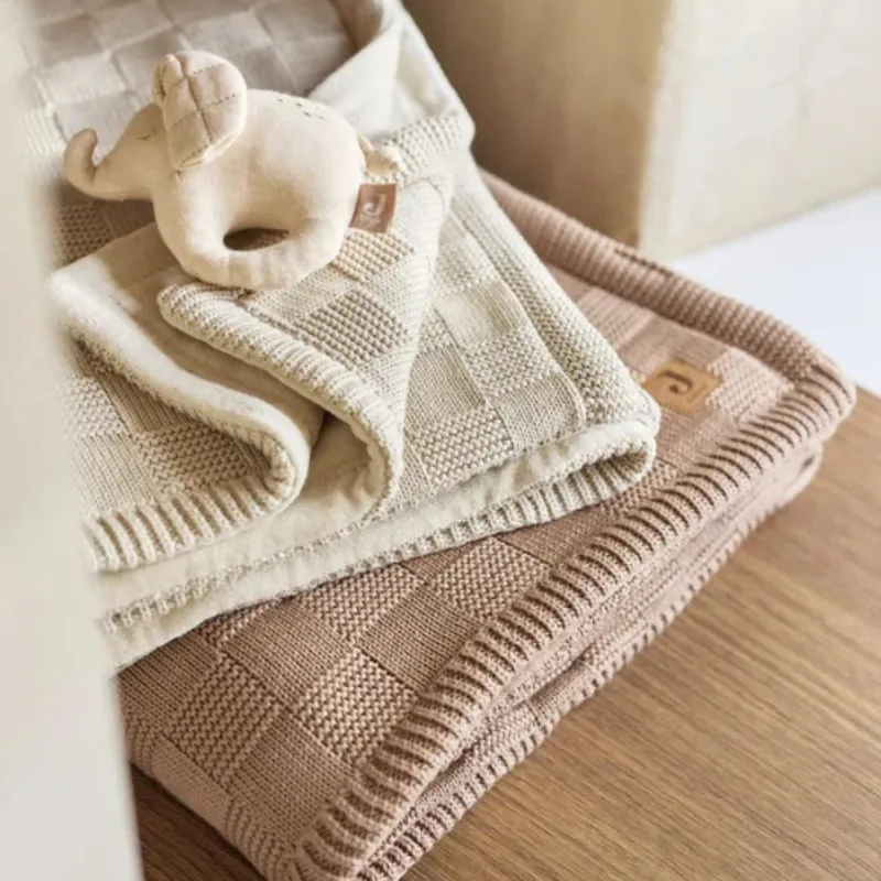 Baby Winter Deken Wieg - 75x100cm - Box Knit by Jollein in Milky Coffee – product photo 5 of 5