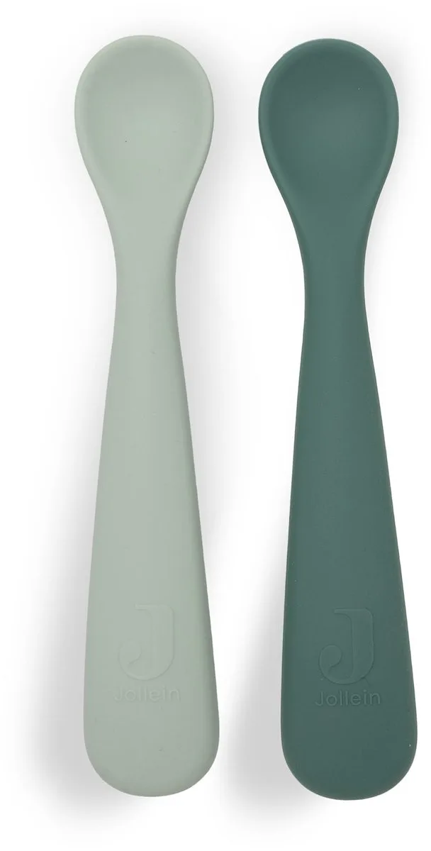 Babylepel - Baby Bestek Siliconen - 2 Stuks van Jollein in Jade Shades – productfoto