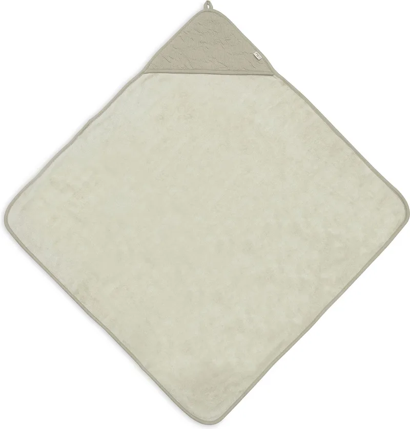 Badcape 75x75cm - Baby Handdoek met Badcape, Omslagdoek, Badponcho - Soft Waves - Olive Green fra Jollein i Soft Waves Olive Green – produktbillede