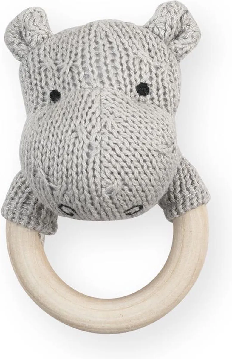 Bijtring met rammelaar - Hippo - Light Grey by Jollein in Grey – product photo