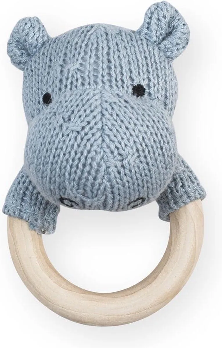 Bijtring met rammelaar - Hippo - Soft Blue by Jollein in Blue – product photo