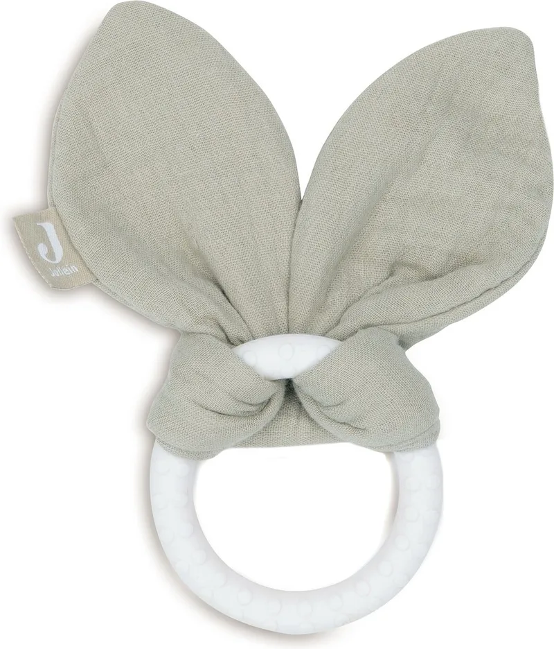 Bijtring Siliconen Bunny Ears van Jollein in Olive Green – productfoto