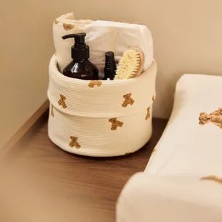 Commode Mandje - Mini Teddy Bear - Little Waffle - Ø19 cm by Jollein in Mini Teddy Bear, Little Waffle – product photo 3 of 4