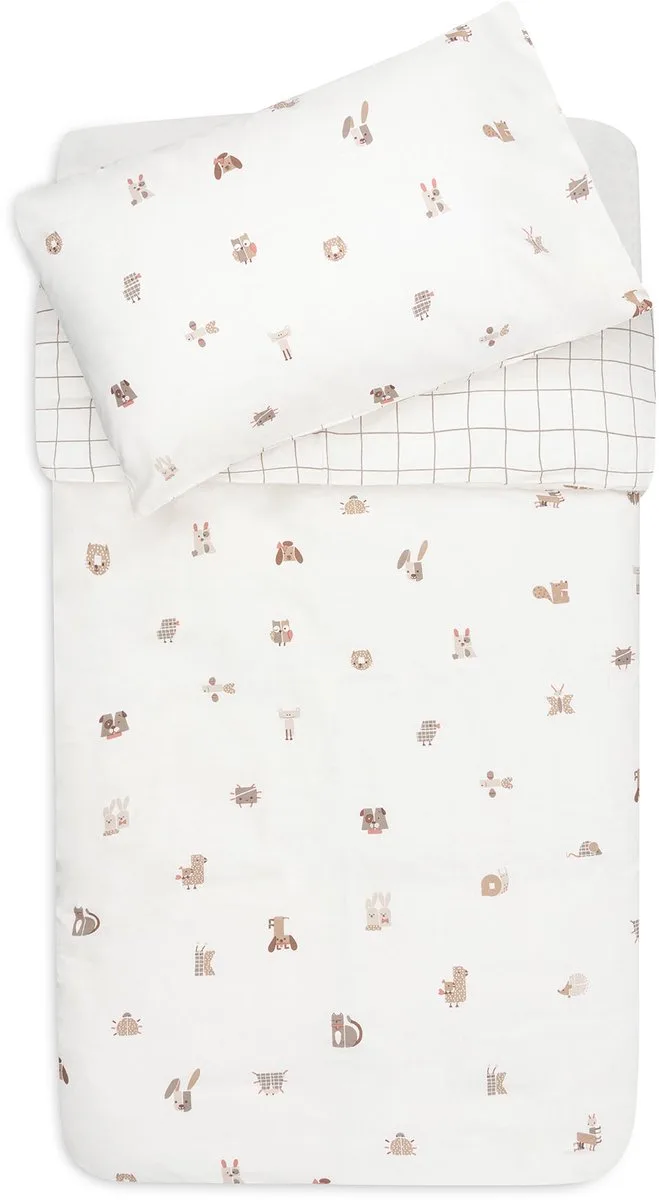 Dekbedovertrek met sloop 100x140cm van Jollein in Animal Friends – productfoto