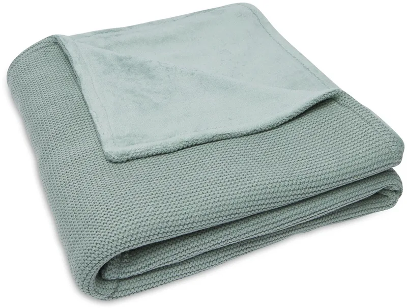 Deken Ledikant 100x150cm Basic Knit Forest Green/Fleece by Jollein in Basic Knit Forest Green – product photo