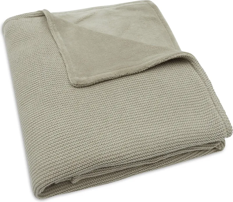 Deken Ledikant 100x150cm Basic Knit Olive Green/Fleece by Jollein in Basic Knit Olive Green – product photo