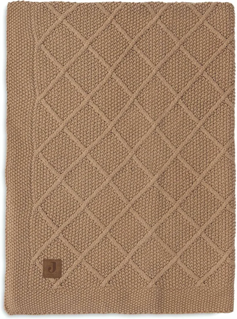 Deken Ledikant 100x150cm de Jollein en Check Knit Biscuit – photo produit