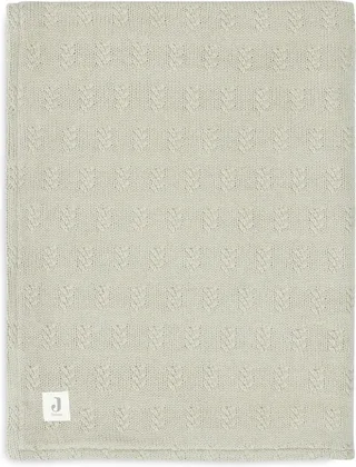 Deken Ledikant 100x150cm - Dekentje Baby - Grain Knit - Olive Green/Velour från Jollein i Grain Knit Olive Green – produktbild 1 av 4
