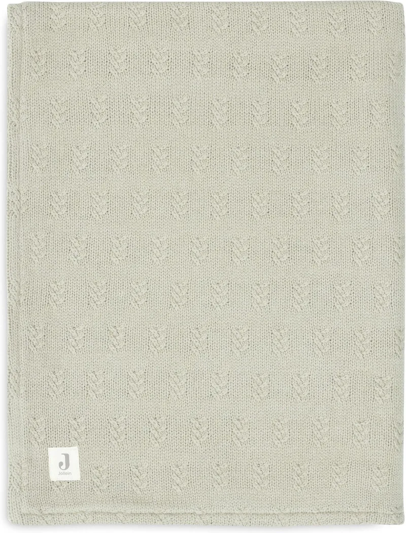 Deken Ledikant 100x150cm - Dekentje Baby - Grain Knit - Olive Green/Velour by Jollein in Grain Knit Olive Green – product photo