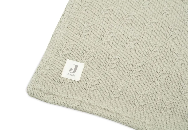 Deken Ledikant 100x150cm - Dekentje Baby - Grain Knit - Olive Green/Velour från Jollein i Grain Knit Olive Green – produktbild 4 av 4