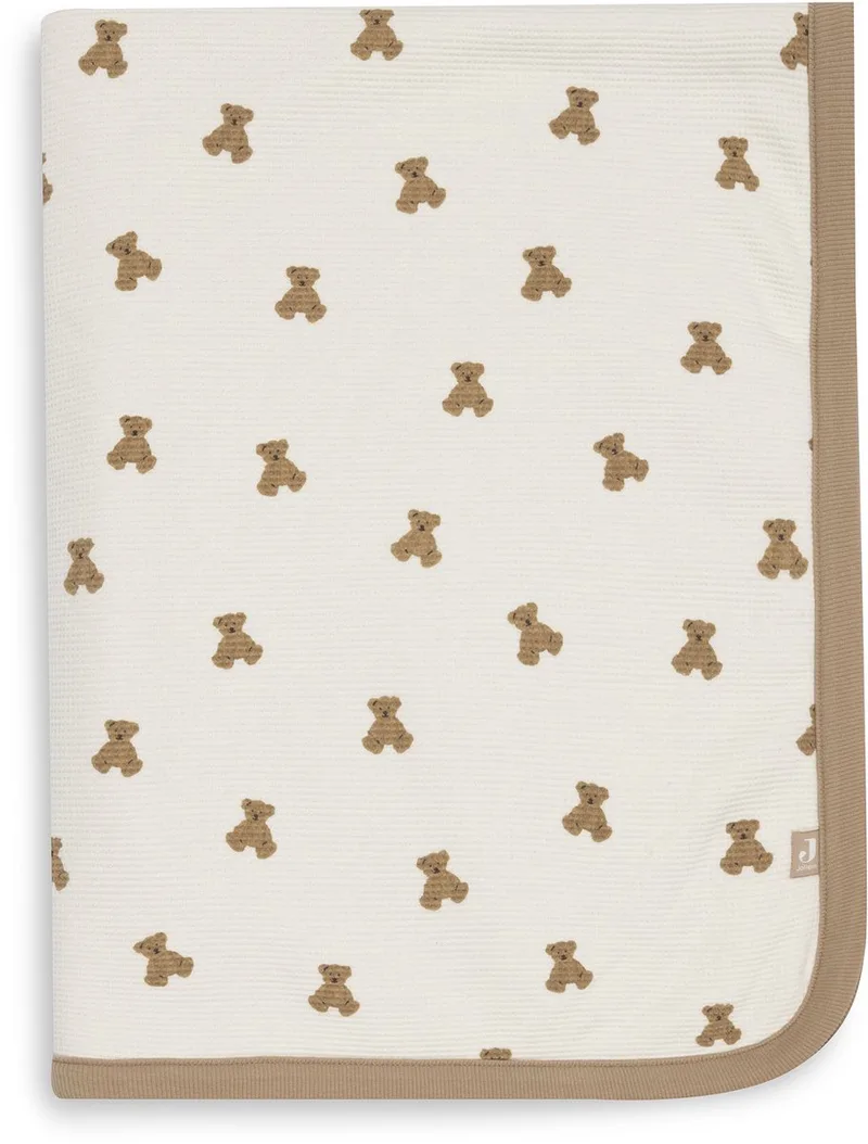 Deken Ledikant 100x150cm Mini Teddy Bear Little Waffle/Fluff van Jollein in Meerkleurig – productfoto