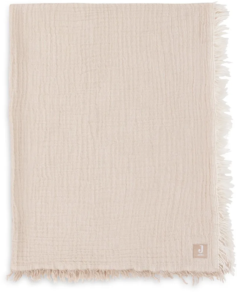 Deken Ledikant 120x120cm Fringe Stripe Biscuit/Ivory GOTS by Jollein in Biscuit – product photo