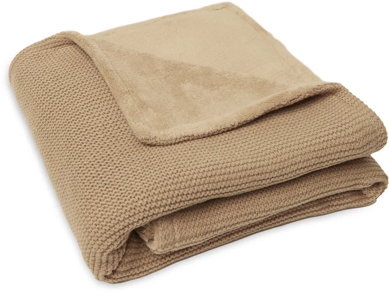 Deken Wieg 75x100cm Basic Knit Biscuit/Fleece by Jollein in Basic Knit Do not bleach – product photo