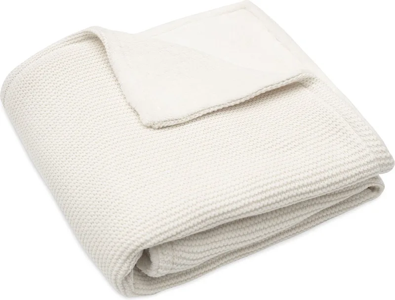 Deken Wieg 75x100cm Basic knit Ivory/Coral Fleece by Jollein in Ivory – product photo