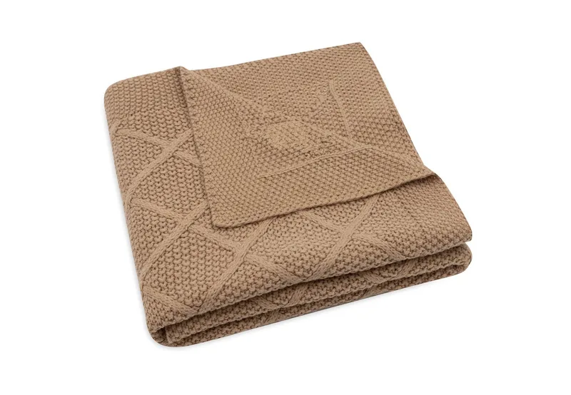 Deken Wieg 75x100cm de Jollein en Check Knit Biscuit – photo produit 3 sur 4