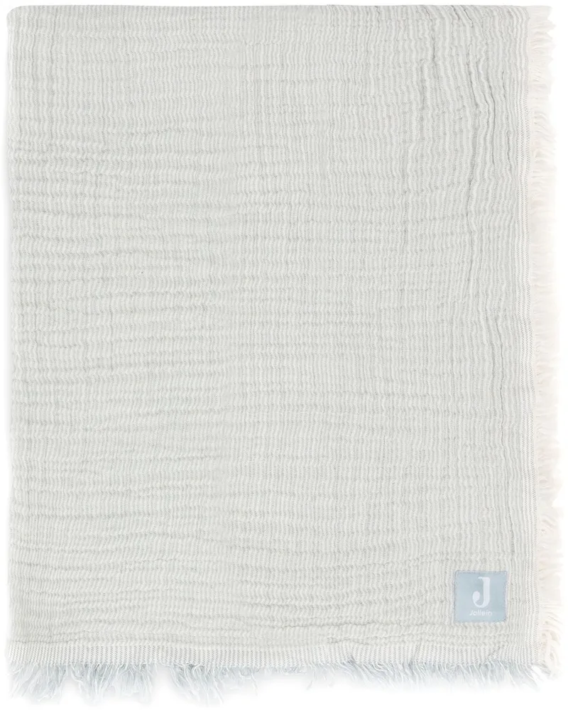 Deken Wieg 75x100cm Fringe Stripe Sea Green/Ivory GOTS van Jollein in Sea Green – productfoto