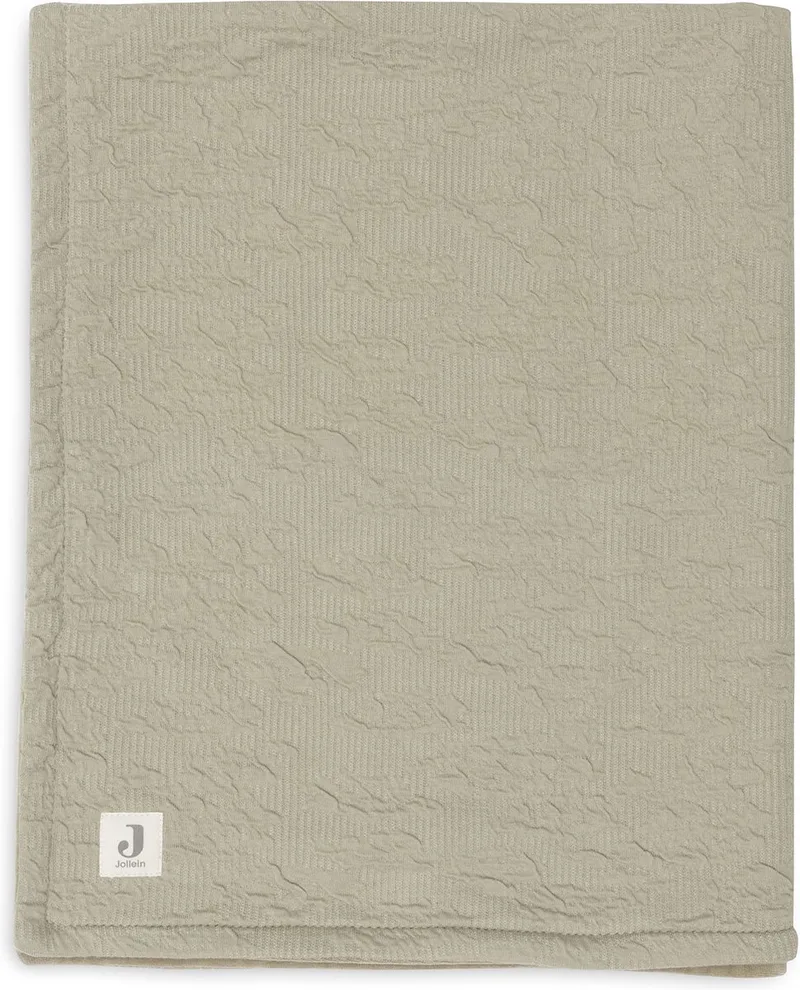 Deken Wieg 75x100cm - Wiegdeken, Wiegdekentje, Dekentje Baby - Soft Waves - Olive Green/Velvet by Jollein in Soft Waves Olive Green – product photo