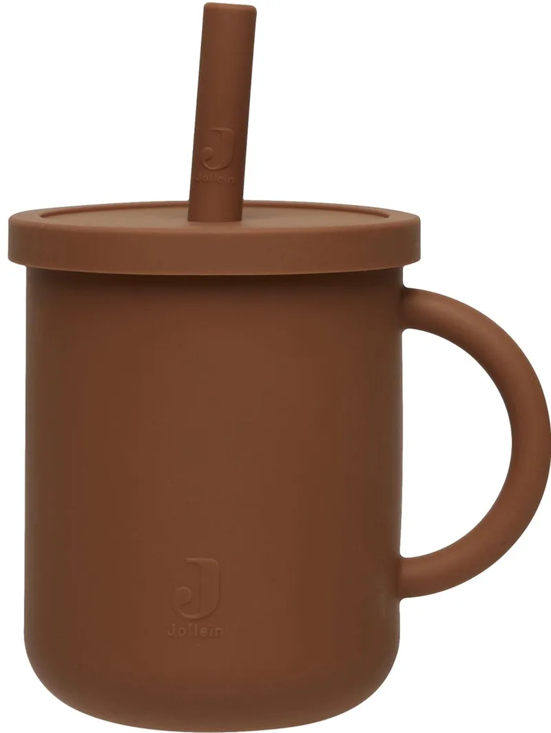 Drinkbeker Met Rietje - Siliconen - Baby Drinkberker, Baby Bestek - 6-18 maanden van Jollein in Caramel – productfoto