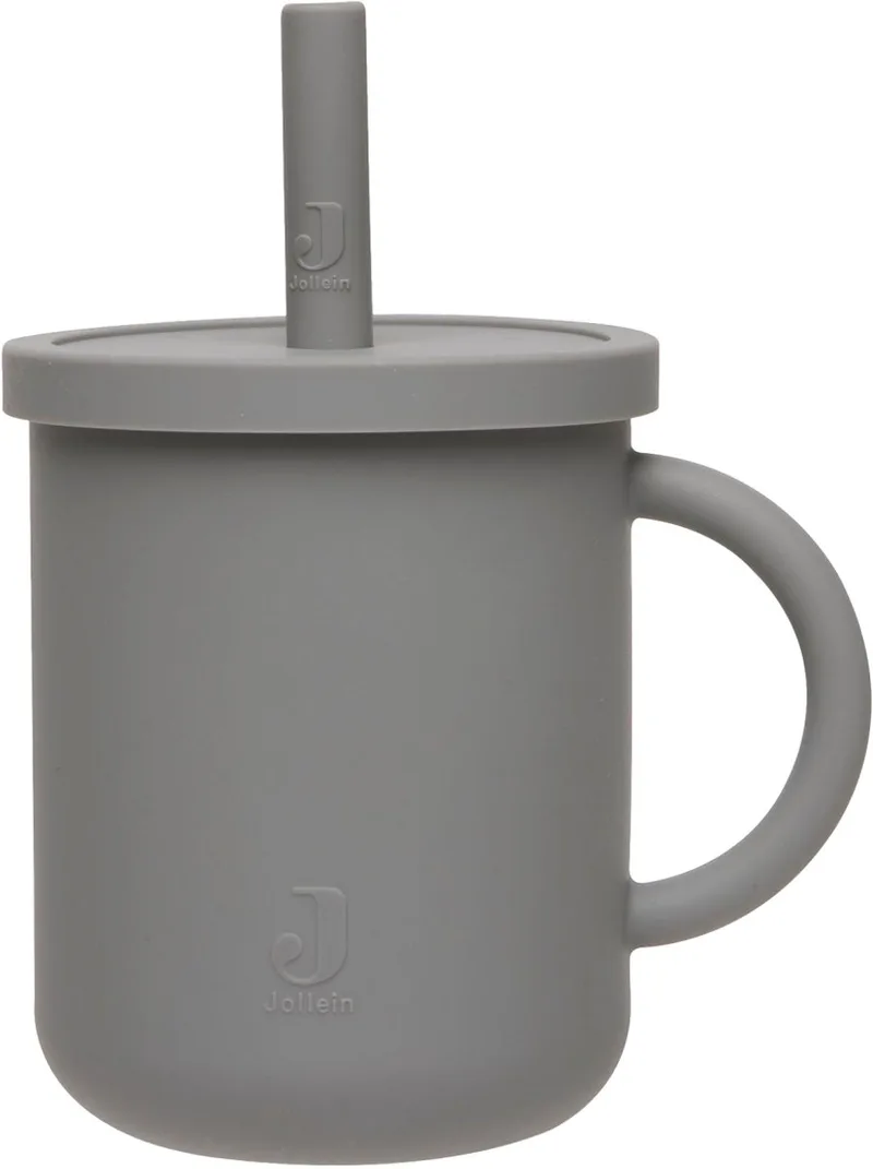 Drinkbeker Met Rietje (Storm - Siliconen - Baby Drinkberker, Baby Bestek - 6-18 maanden de Jollein en Gris – photo produit