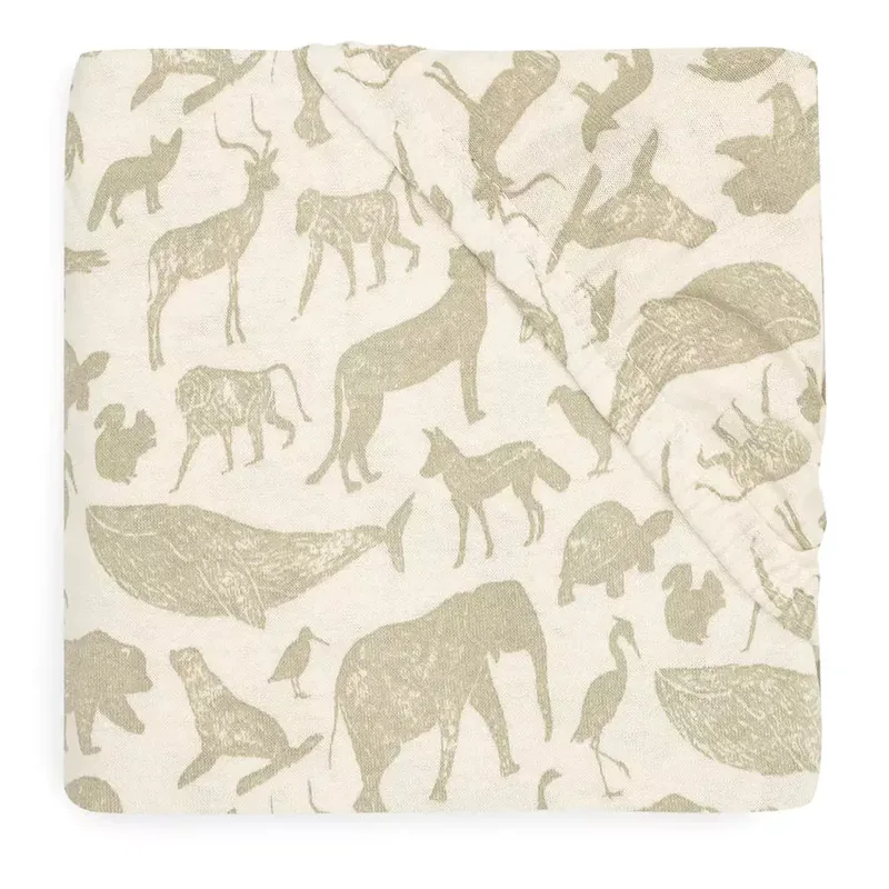 Hoeslaken jersey 40/50x80/90cm - Animals Olive Green by Jollein – product photo