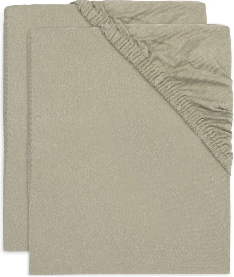 Hoeslaken Jersey 40/50x80/90cm - Wieg, Ledikant, Babybed - 2 Stuks by Jollein in Olive Green – product photo