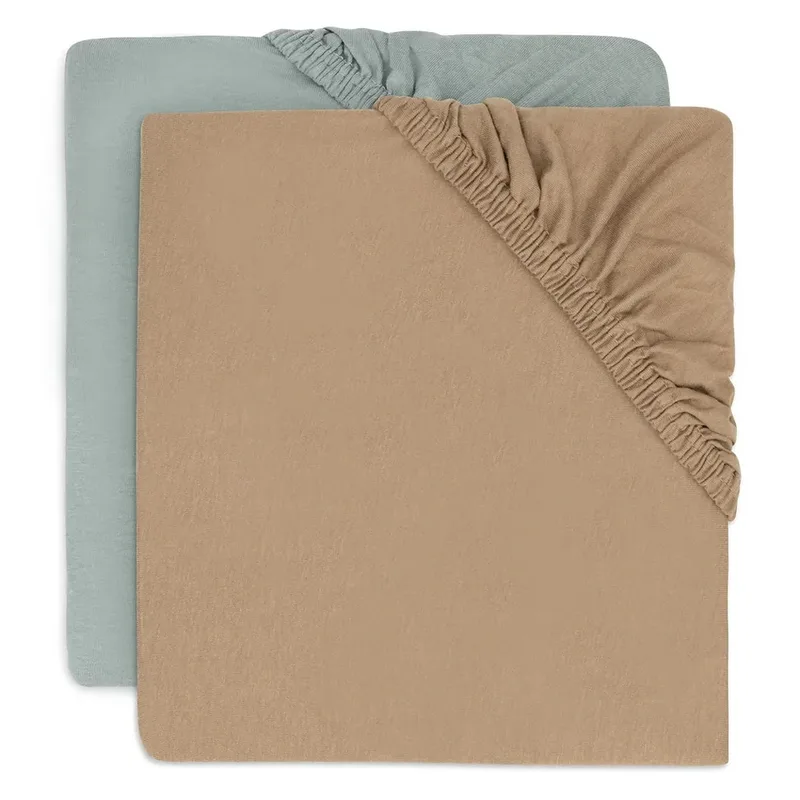 Hoeslaken Jersey 60x120cm - 2pack - Sea Green / Biscuit by Jollein – product photo