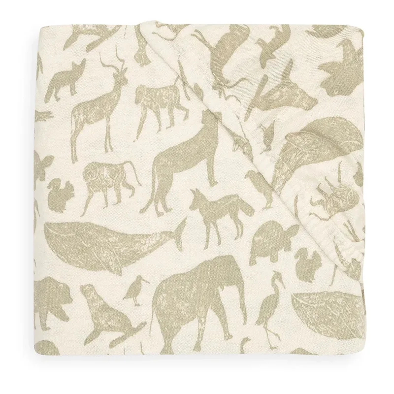 Hoeslaken Jersey 70x140/75x150cm - Animals Olive Green by Jollein – product photo