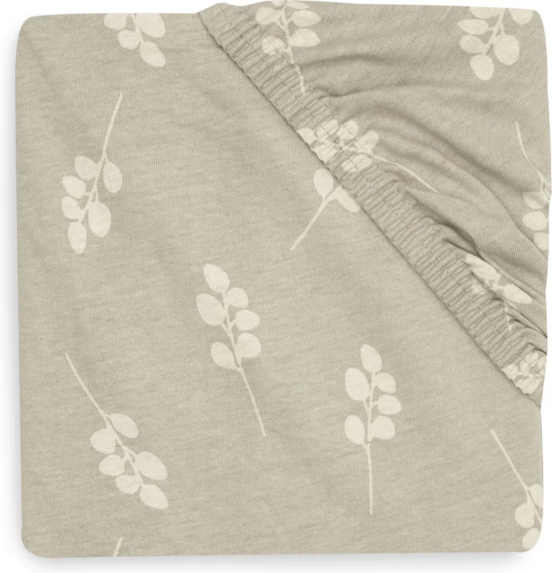 Hoeslaken Jersey 70x140cm - Wieg, Ledikant, Babybed - Twig - Olive Green van Jollein in Twig Olive Green – productfoto