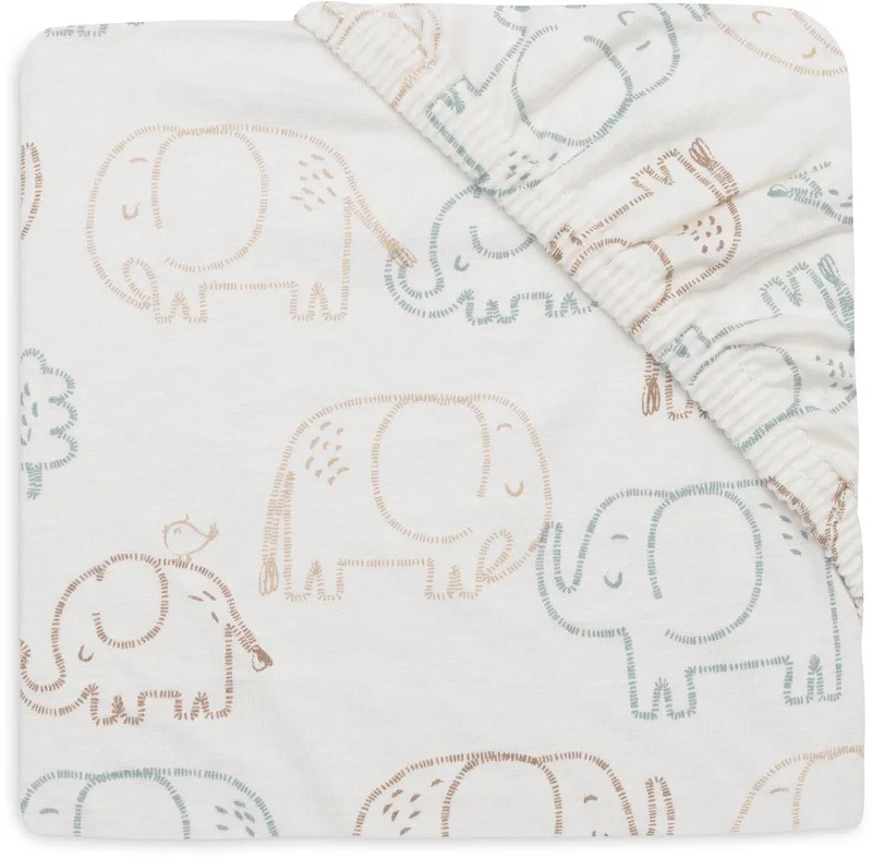 Hoeslaken Ledikant - 60x120cm - Jersey by Jollein in Elephant Tales – product photo
