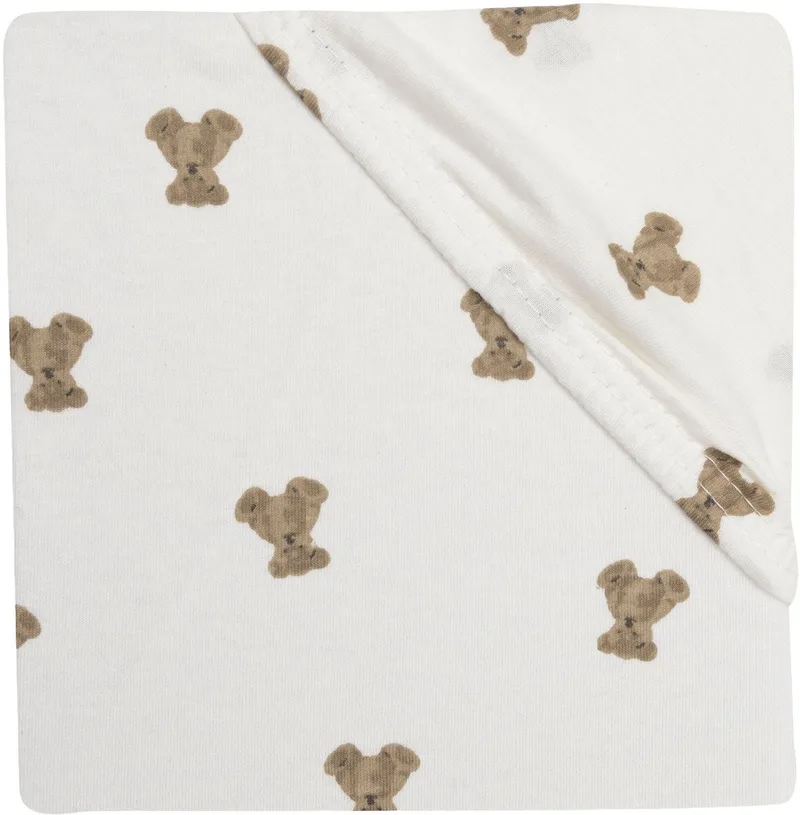 Hoeslaken Ledikant - 60x120cm - Jersey by Jollein in Mini Teddy Bear – product photo