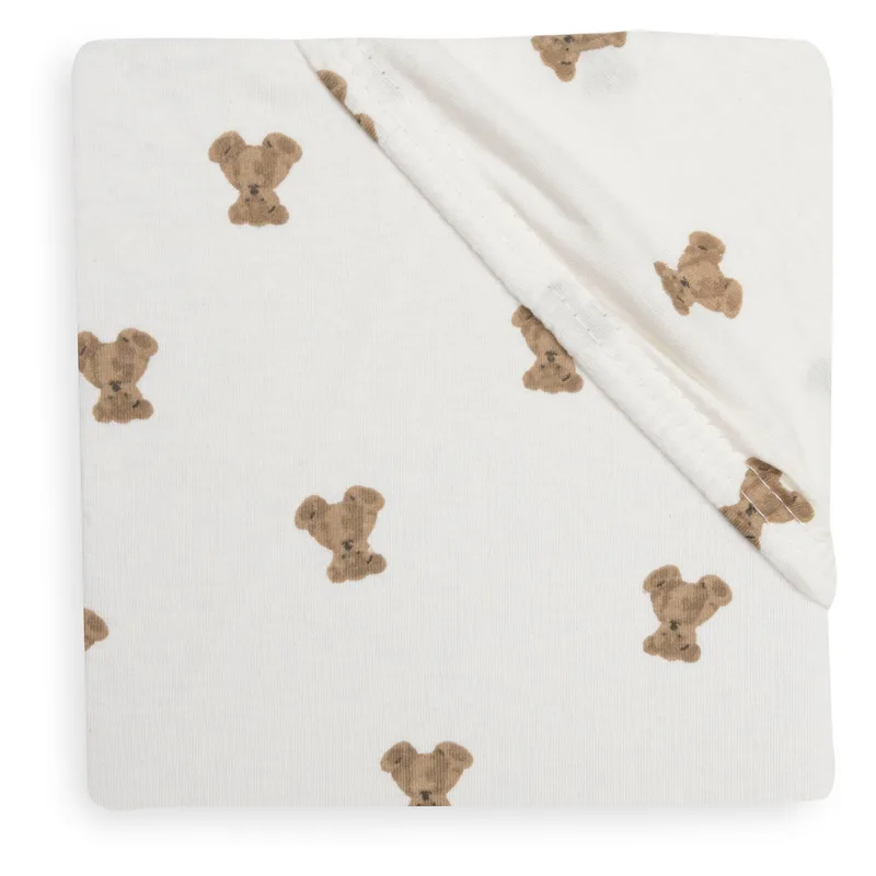 Hoeslaken Ledikant - 60x120cm - Jersey van Jollein in Mini Teddy Bear – productfoto 3 van 4