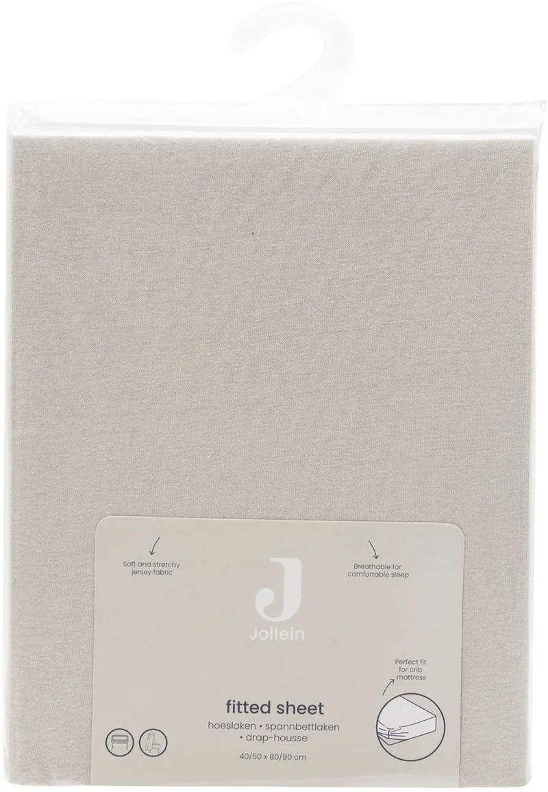 Hoeslaken Ledikant - 60x120cm - Jersey by Jollein in Sand – product photo