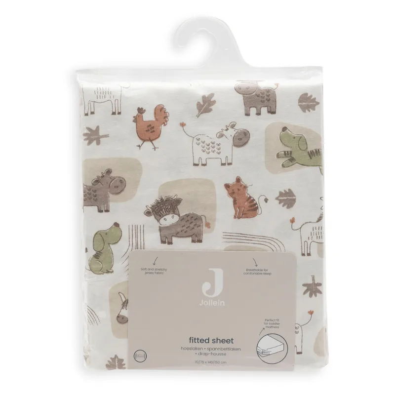 Hoeslaken Ledikant - 70/75x140/150cm - Jersey - Barn Buddies by Jollein in Grey – product photo 4 of 4