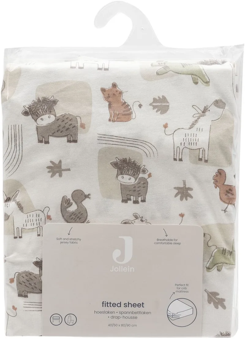 Hoeslaken Ledikant - 70/75x140/150cm - Jersey - Barn Buddies by Jollein in Grey – product photo