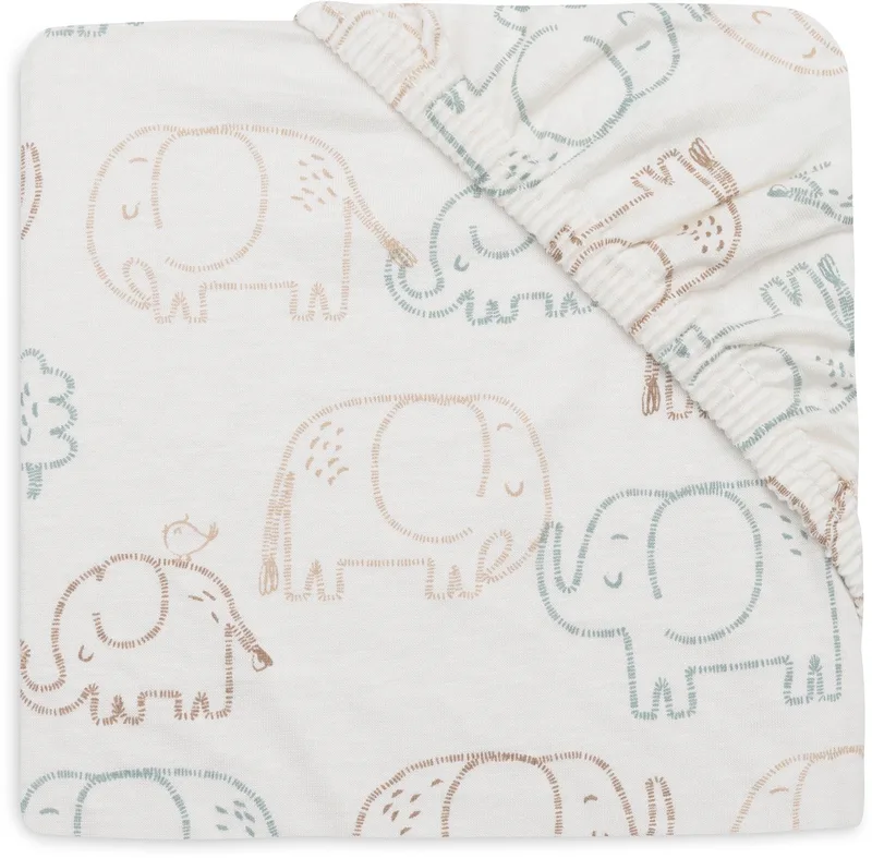 Hoeslaken Ledikant - 70/75x140/150cm - Jersey by Jollein in Elephant Tales – product photo