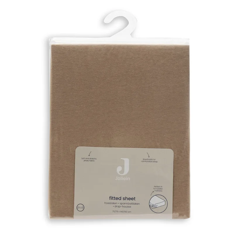 Hoeslaken Ledikant - 70/75x140/150cm - Jersey - Hazel de Jollein en Bruin donker – photo produit 4 sur 4