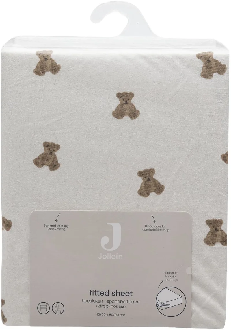Hoeslaken Ledikant - 70/75x140/150cm - Jersey fra Jollein i Mini Teddy Bear – produktbillede