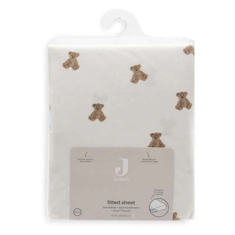 Hoeslaken Ledikant - 70/75x140/150cm - Jersey by Jollein in Mini Teddy Bear – product photo 4 of 4