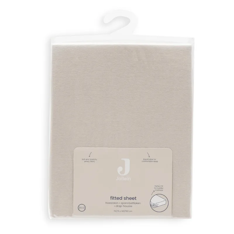 Hoeslaken Ledikant - 70/75x140/150cm - Jersey - Sand van Jollein in Beige – productfoto 4 van 4