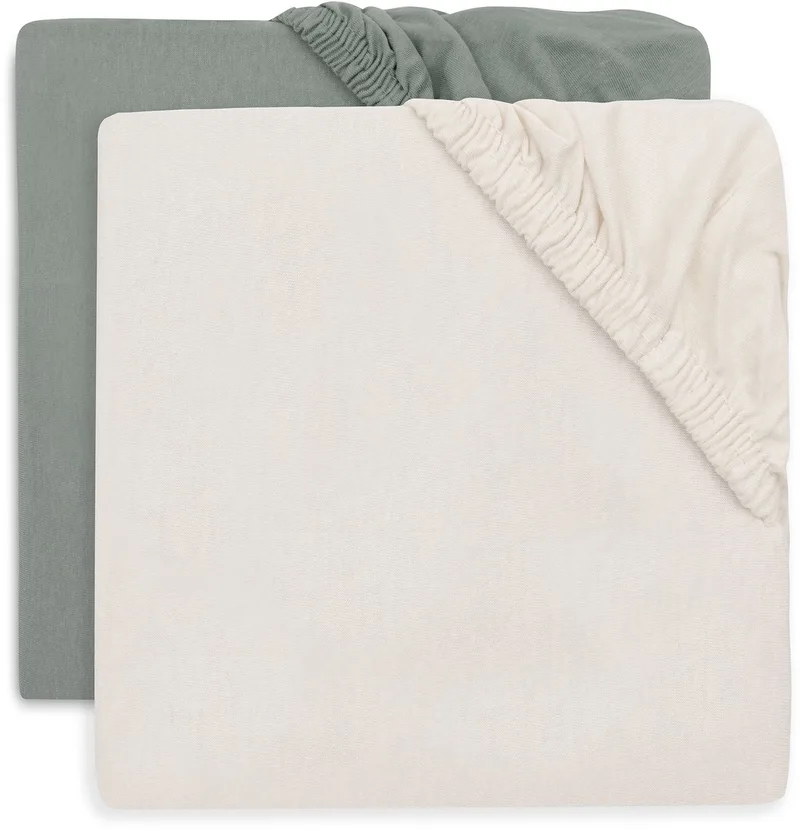 Hoeslaken Ledikant - 70/75x140/150cm - Jersey - Sea Green/Ivory by Jollein in Sea Green & Ivory – product photo