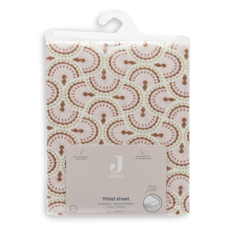 Hoeslaken Ledikant - 70/75x140/150cm - Jersey - Soft Plumes by Jollein in Pink – product photo 4 of 4