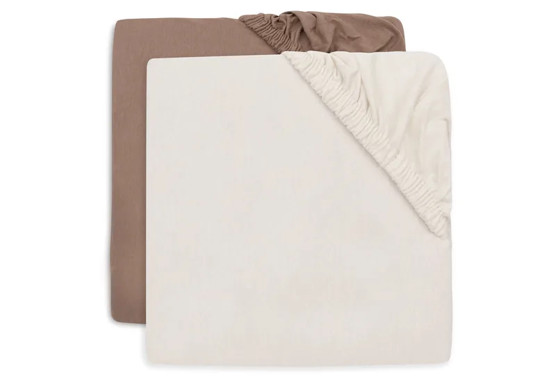 Hoeslaken Ledikant Jollein 60x120 Jersey Milky Coffee/Ivory 2st by Jollein – product photo