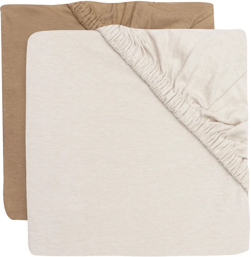 Hoeslaken Wieg - 40/50x80/90cm - Jersey - Hazel/Oatmeal - 2 stuks fra Jollein i Bruin donker 1 – produktbillede