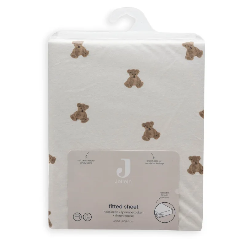 Hoeslaken Wieg - 40/50x80/90cm - Jersey - Mini Teddy Bear från Jollein i Bruin 3 – produktbild 4 av 4